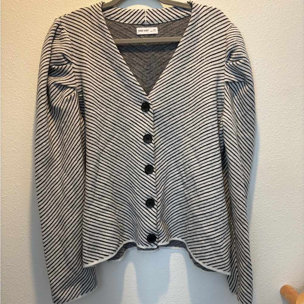 Nine West Gray and Black Knit Sweater